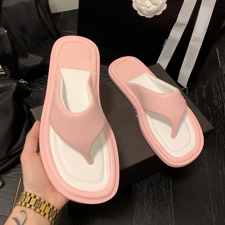 

Flip Flops Slippers sheepskin beach Slippers Bread shoes Cute Macaron color Suede comfortable, Picture color