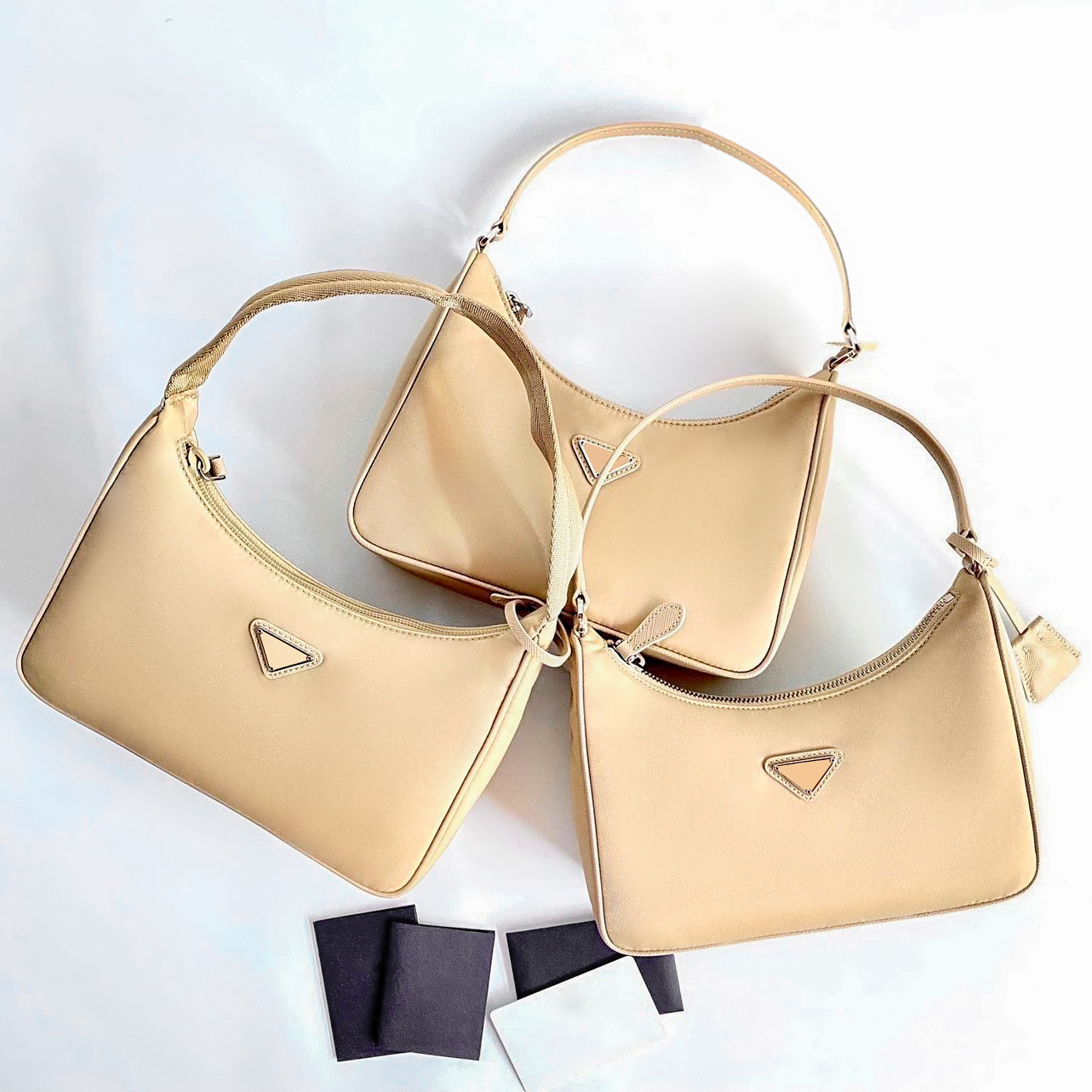 

3piece fashion Women's Men Purse nylon bag for woman Luxurys tote handbag Crossbody Clutch Bags lady Triangle bag Reedition canvas Chain cleo Safino Prad Designer bag, 1-red