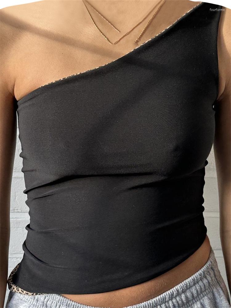 

Women' Tanks CHRONSTYLE Women Ribbed Tank Crop Tops Summer Casual Sleeveless Single Strap Slim Fit Patchwork Mini Vest Club Streetwear 2023