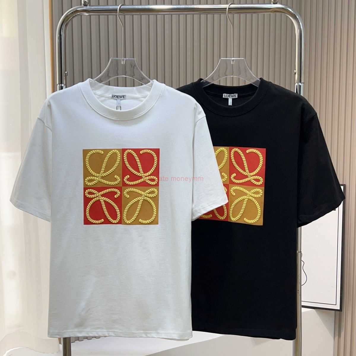 

Designer Fashion Clothing Tees Tshirts Loewe High Quality 2023 Springsummer New Foam Hemp Rope Short Sleeve Tshirt Couple Top Loose Fashion Luxury Casual Streetwea, White