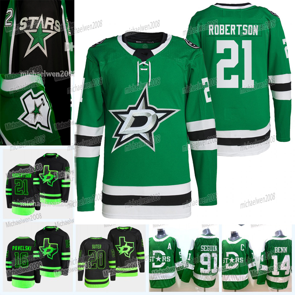 

Dallas Jason Robertson Stars Jersey Jake Oettinger Jamie Benn Tyler Seguin Ryan Suter Joe Pavelski Braden Holtby Miro Heiskanen Esa Lindell Roope Hintz, Black