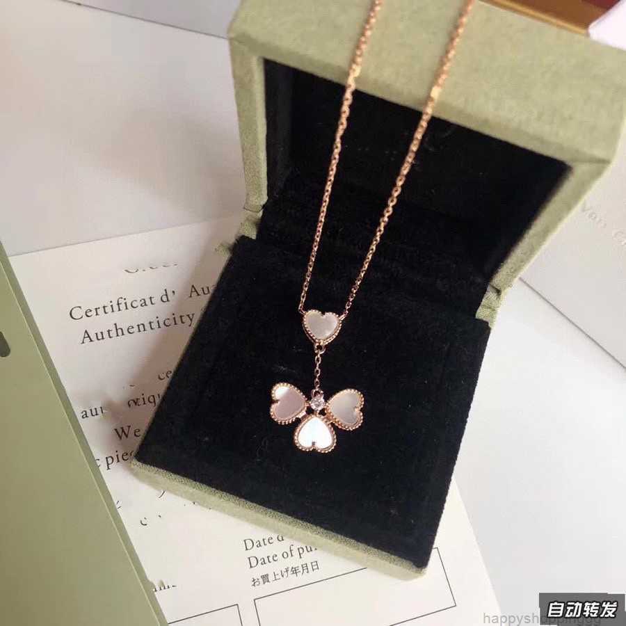 

Four Leaf Clover Necklace Designer Jewelry Set Pendant Necklaces Earrings Rose Gold Mother of Pearl White Flower Necklace Link Chain Womens with Box