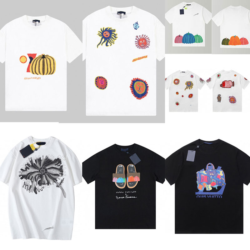 

YK Embroidered Faces T-Shirt Yayoi Kusama with colorful allover embroidery Mens Fashion Oversized Fit Shirt Summer Couple Short Sleeves Tees, 17