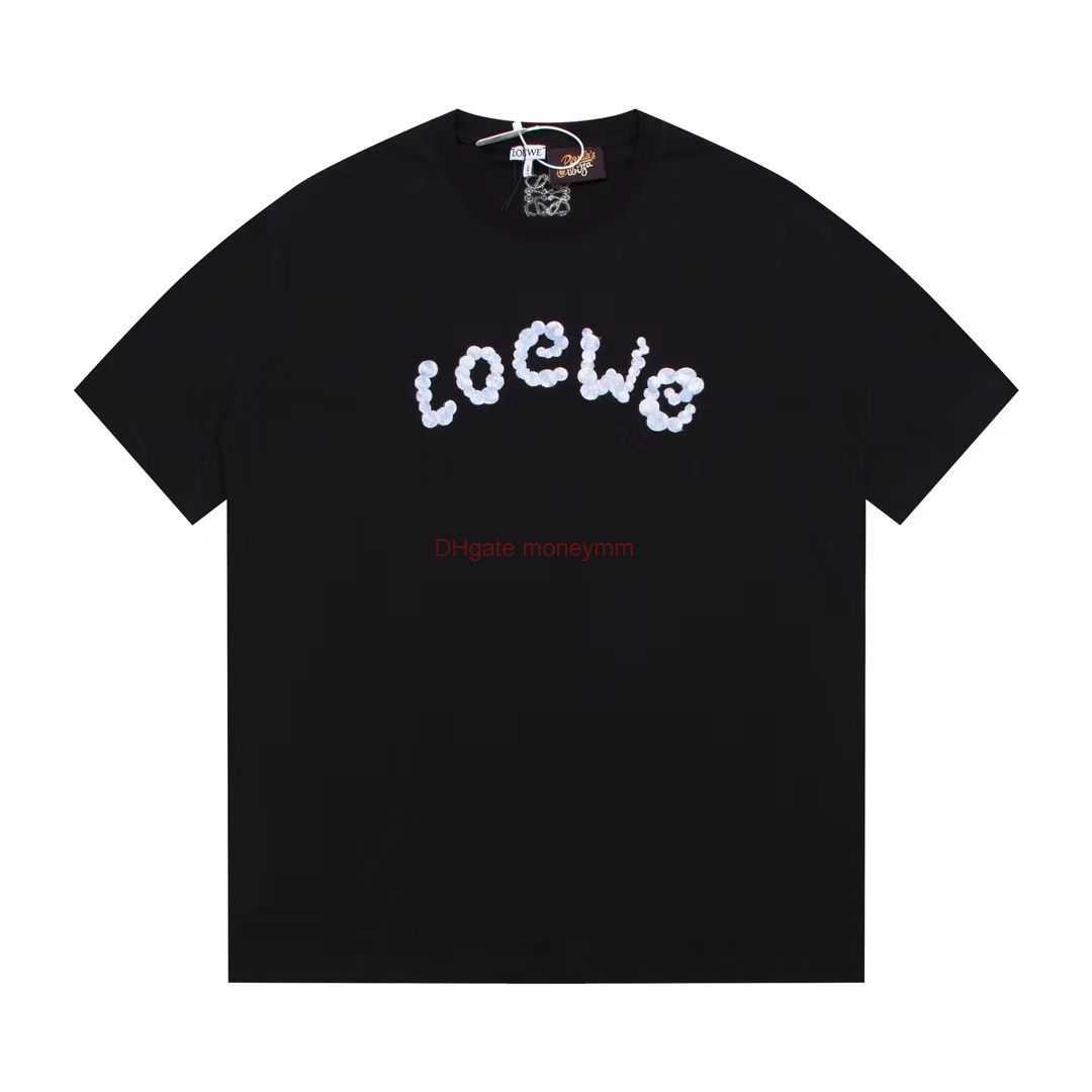 

Designer Fashion Clothing Tees Tshirts Loewe 23 Summer New Rainbow Bubble Embroidered Round Neck Tshirt Unisex Network Red Versatile Casual Top Luxury Casual Stree, Black