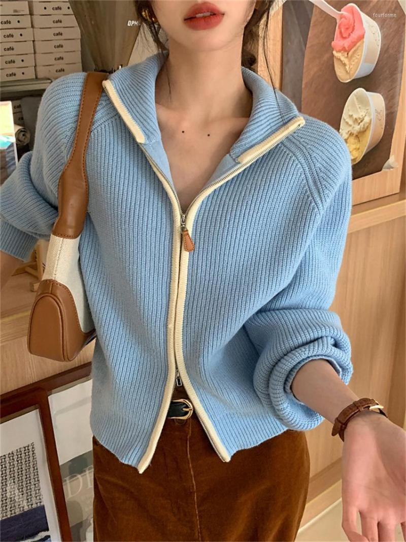 

Women's Knits Alien Kitty Blue Sweaters Zipper Women Knitwear Full Sleeve 2023 Office Lady Cardigans Spring Gentle Sweet Coats, Photo color