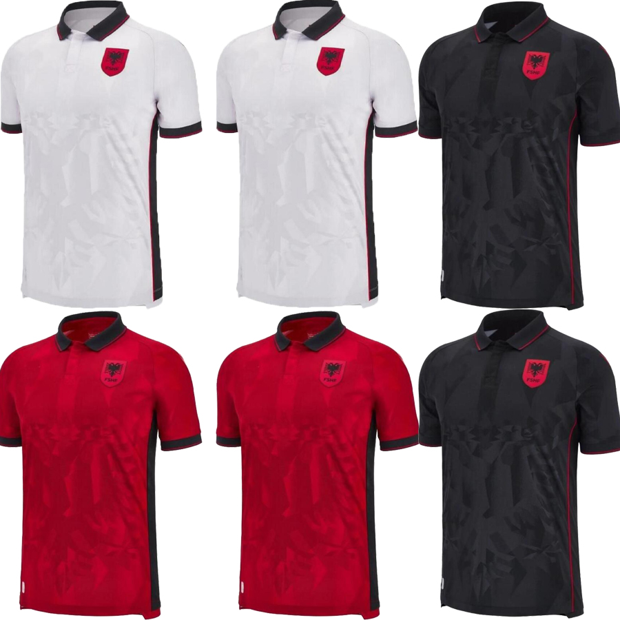 

23 24 Albania National Team UZUNI Mens Soccer Jerseys 2023 HYSAJ LENJANI ABRASHI RAMADANI Home Red Away White Black Football Shirts