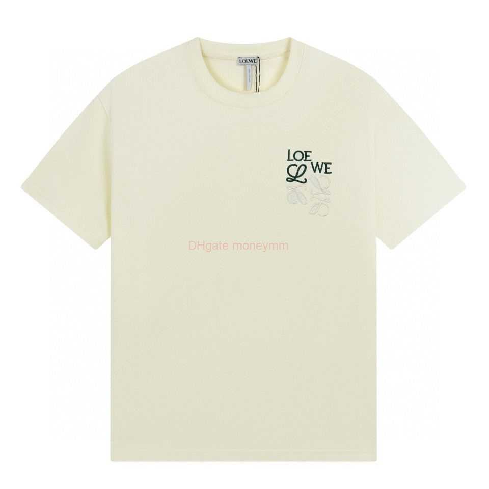

Designer Fashion Clothing Tees Tshirts Loewe the Correct Version of the Trendy Brand Loe Embroidery Is Misaligned New Round Neck Pure Cotton Men and Womens Couples Sh, White