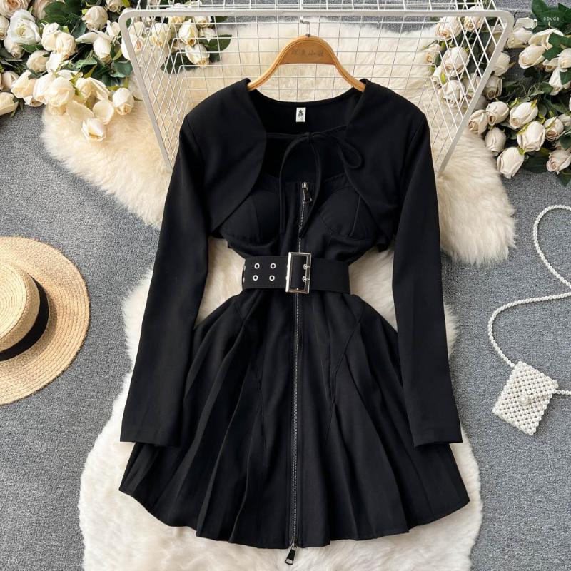 

Casual Dresses Long Sleeve With High Sense Of Waist Retraction Temperament Summer Women's Beautiful Little Black