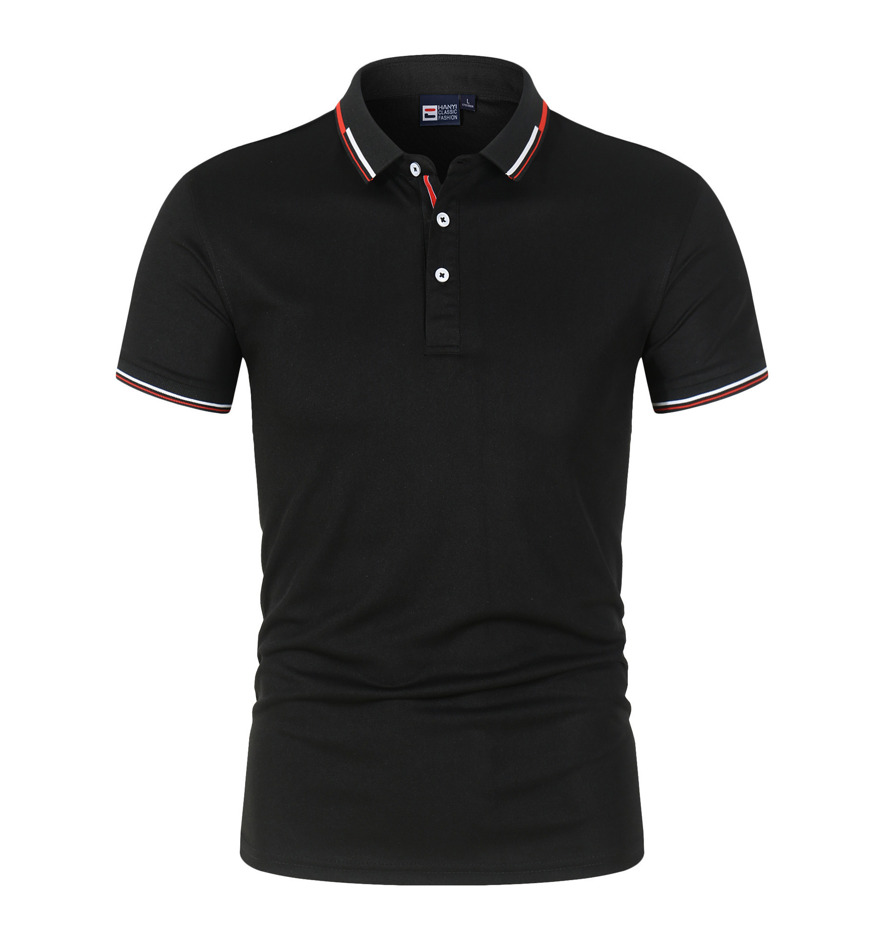 

Summer Men' Short Sleeve Jersey Cotton Solid Color Business Polo Shirt Fashion Sweatshirt Couple Wear -4X, Black