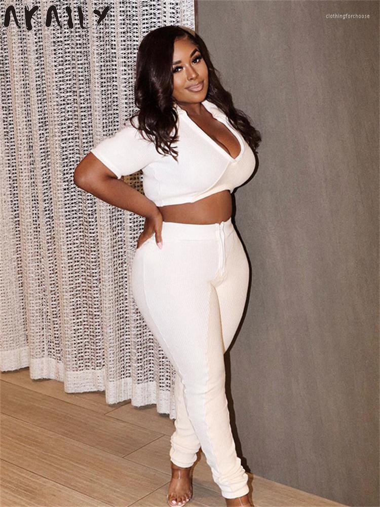 

Women' Two Piece Pants Akaily White Patchwork 2 Sets Tracksuit Womens Matching Fall Outfits Crop Top And Female Sweatsuits