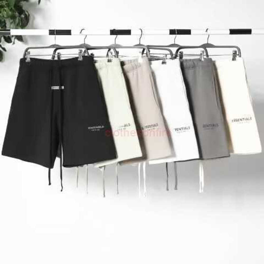 

FOG 2023 Reflective High Street Shorts Men's Casual Sports Pant Loose Oversize Style Drawstring Short Pants Trend Designer ess essentail shorts 27, Beige