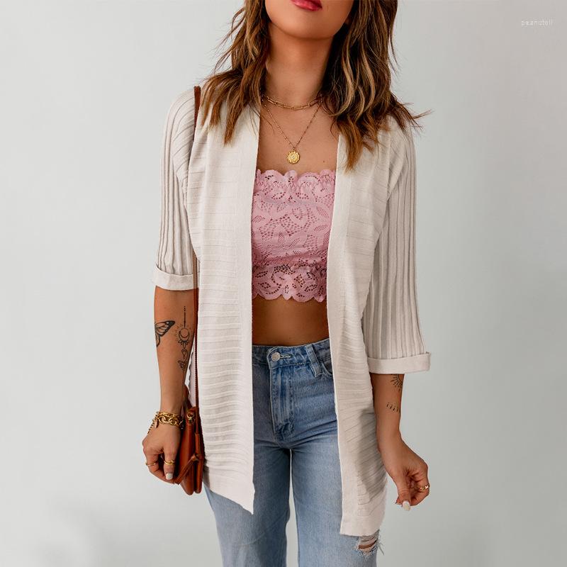 

Women' Knits Woman Sweater Cardigan Autumn/winter Pure Color 3 Quarter Sleeve Long Length Ladies Clothing Drop NLSYLC2541255, Randomcolor