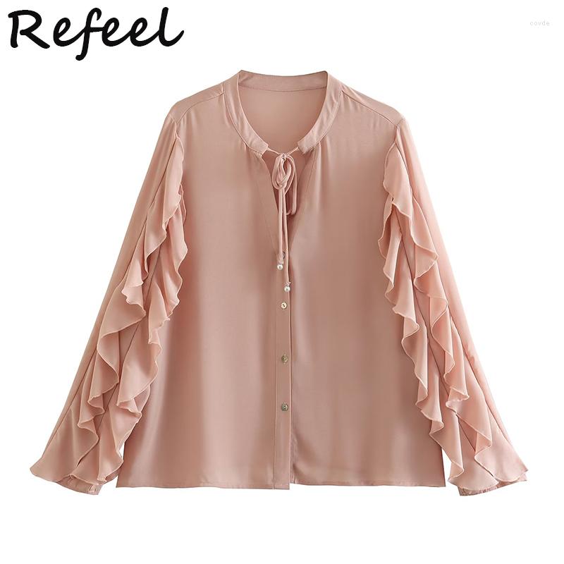 

Women's Blouses Refeel Women Smock Spring Summer Fashion Solid Vintage Female Designer Oversized Streetwear Long Sleeves Shirt Blusas, Picture shown
