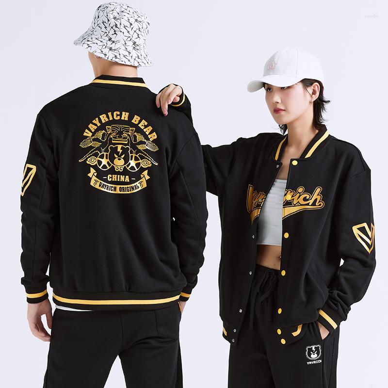 

Men's Jackets Sanxingdui Vayrich Cotton Full-Snap Baseball Bomber Jacket Streetwear Hip Hop Unisex College Casual Outerwear Coats, Black