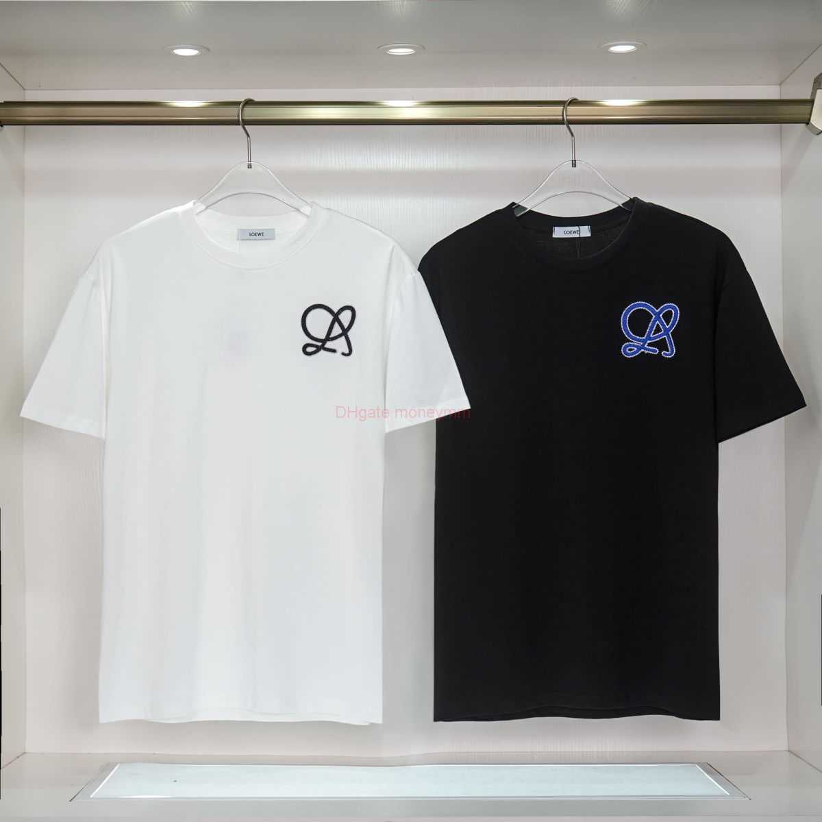 

Designer Fashion Clothing Tees Tshirts 2023 Early Spring New Loewe Tshirt Short Sleeved Mens and Womens Embroidery Trend Loose Top Luxury Casual Streetwear Tops Roc, White