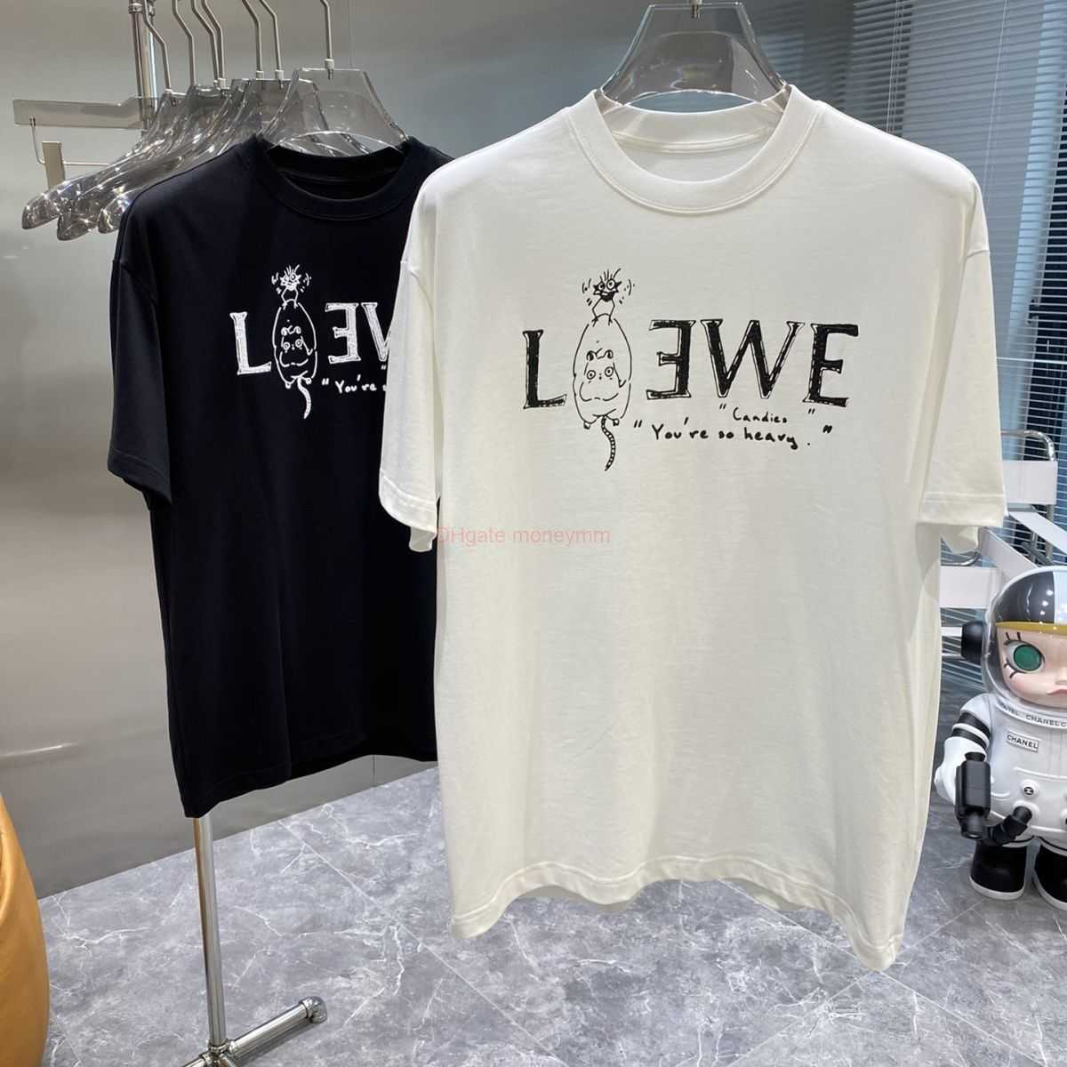 

Designer Fashion Clothing Tees Tshirts Loewe Luo Jia 23 Springsummer Mens Fashion Trend Casual Round Neck Short Sleeve Tshirt 3d Letter Printing Tshirt Luxury Casua, White