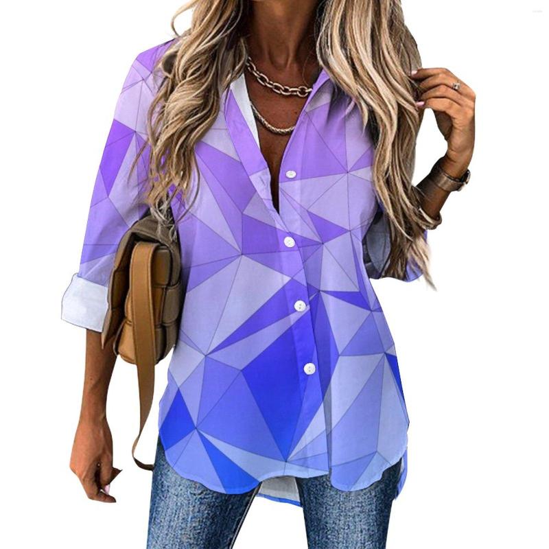 

Women' Blouses Triangle Two Tone Casual Blouse Long Sleeve Blue And Purple Pretty Women Streetwear Oversized Shirt Graphic Top Gift, Style-17