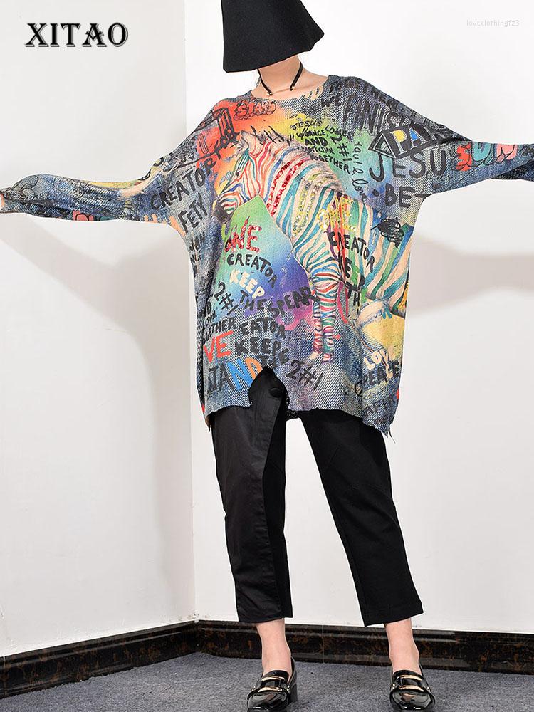 

Women's Sweaters XITAO Vintage Trend Pullover Women Stamped Letters Sweater Knitwear Fashion Streetwear Sequins WQR1966, Wqr1966 e31