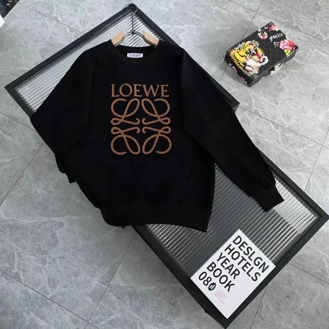 

Designer Clothing Mens Sweatshirts Hoodies Loewe Spring and Autumn Style Counter Same Digital Print Large Crew Neck Sweatshirt Hatless Ins Versatile Fashion Stree, Shipping fee