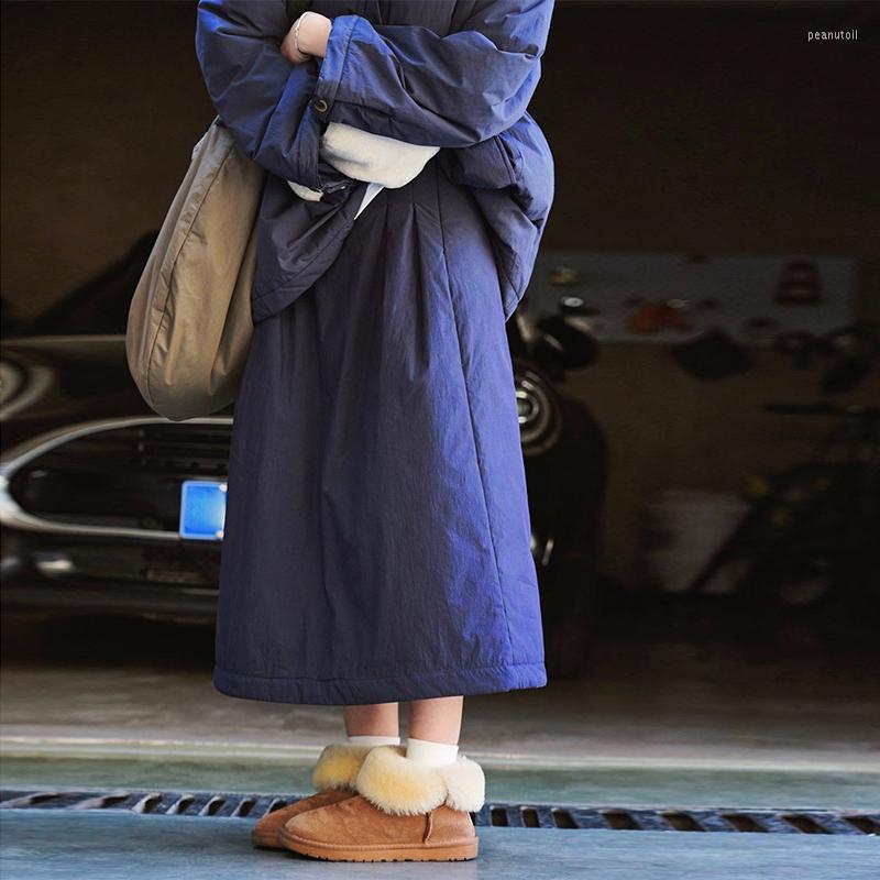 

Skirts Johnature Fashion Korean Cotton 2023 Autumn Winter Solid Color All Match Zippers Casual A-Line Women, Beige