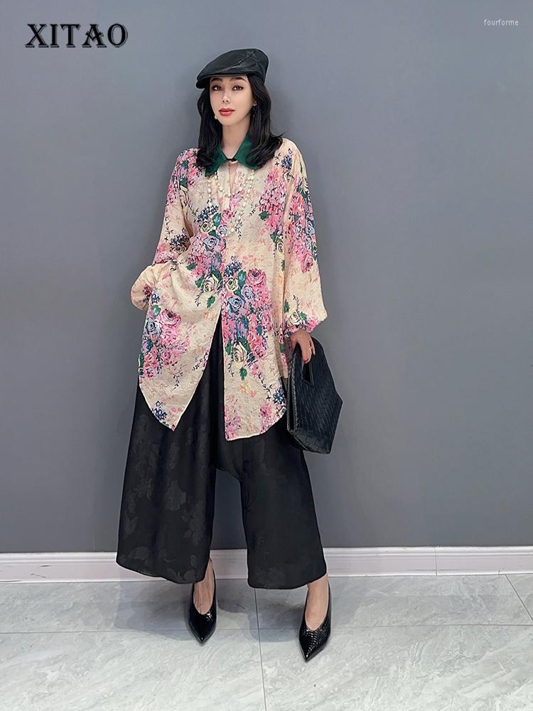 

Women's Blouses XITAO Casual Print Turn-down Collar Shirt Women Female Temperament 2023 Summer Arrival Fashion Long Sleeve WLD16526, Mixed color wld16526