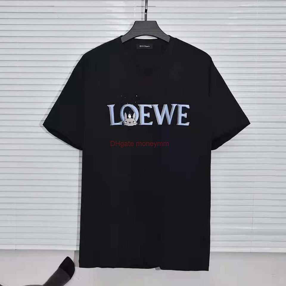 

Designer Fashion Clothing Tees Tshirts Loewe Luo Yi Wei Long Cat Co Branded Tshirt Loose Print Fashion Brand Mens and Womens Pure Cotton Short Sleeve Couple Style Simp, White