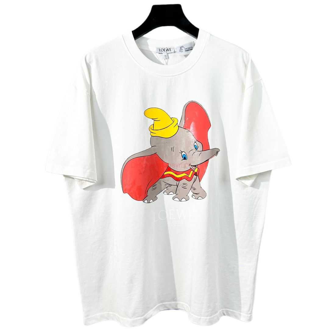 

Designer Fashion Clothing Tees Tshirts Loewe 2023 Co Branded Little Flying Elephant Couple Short Sleeve Luxury Casual Streetwear Tops Rock Hip hop Shirts for sale, White