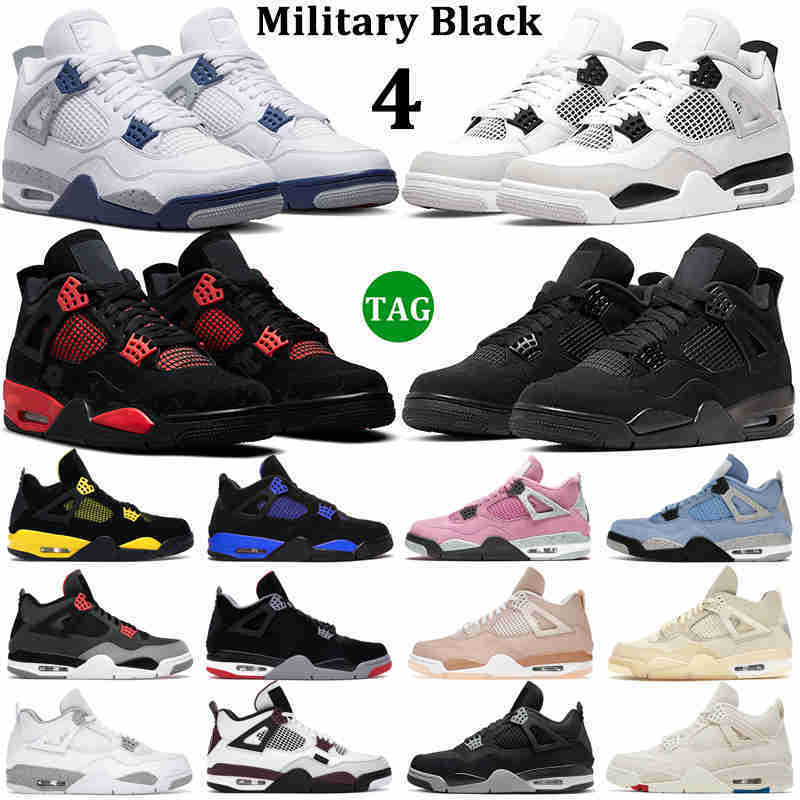 

4 Men Basketball Shoes 4s Military Black Cat University Blue Red Thunder Lightning White Oreo Sail Midnight Navy Neon Mens Women Trainers Outdoor Sports Sneakers