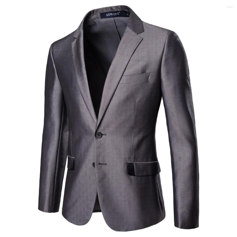 

Men' Suits HOO 2023 Men' British Slim-Fitting Handsome Blazer Youth Double Buckle Color Matching Business Wedding, Gray