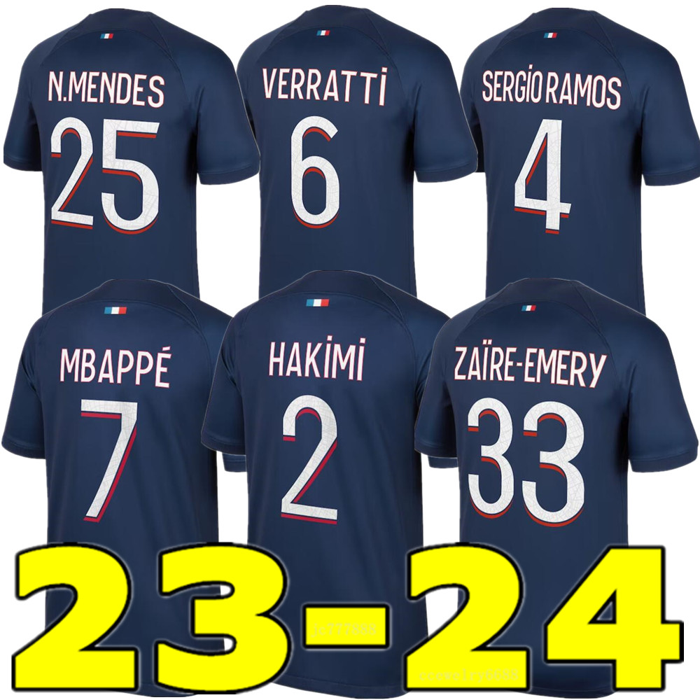 

Kids Jersey 23 24 MBAPPE soccer jerseys 2023 2024 DI MARIA VERRATTI SERGIO RAMOS HAKIMI Maillots de football kit adult shirt, Home
