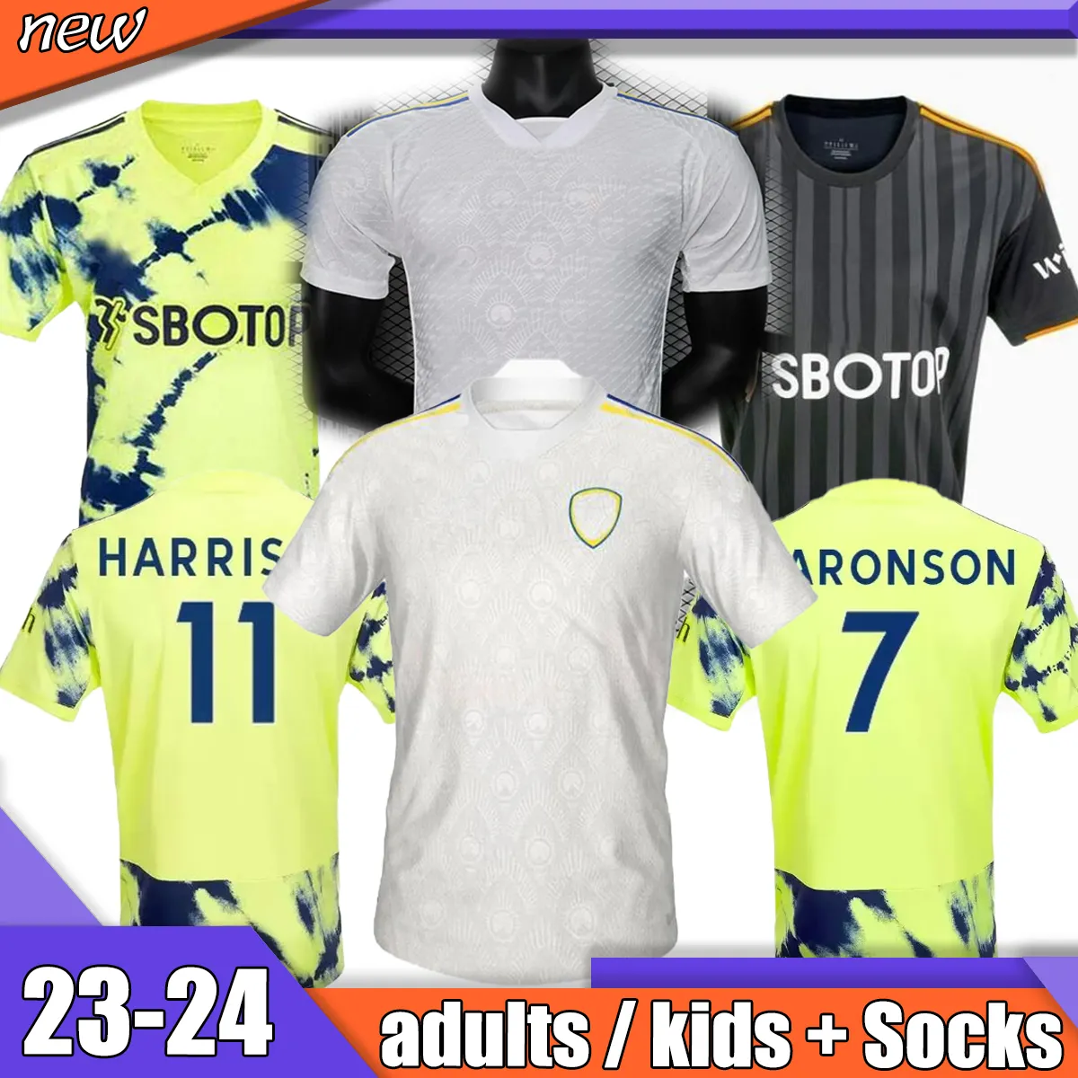 

player version 23 24 Llorente Leeds Unitedes soccer jerseys 2023 2024 BAMFORD Adams Aaronson HARRISON Sinisterra JAMES maillots de football kids Kit football shirt, 03 player version