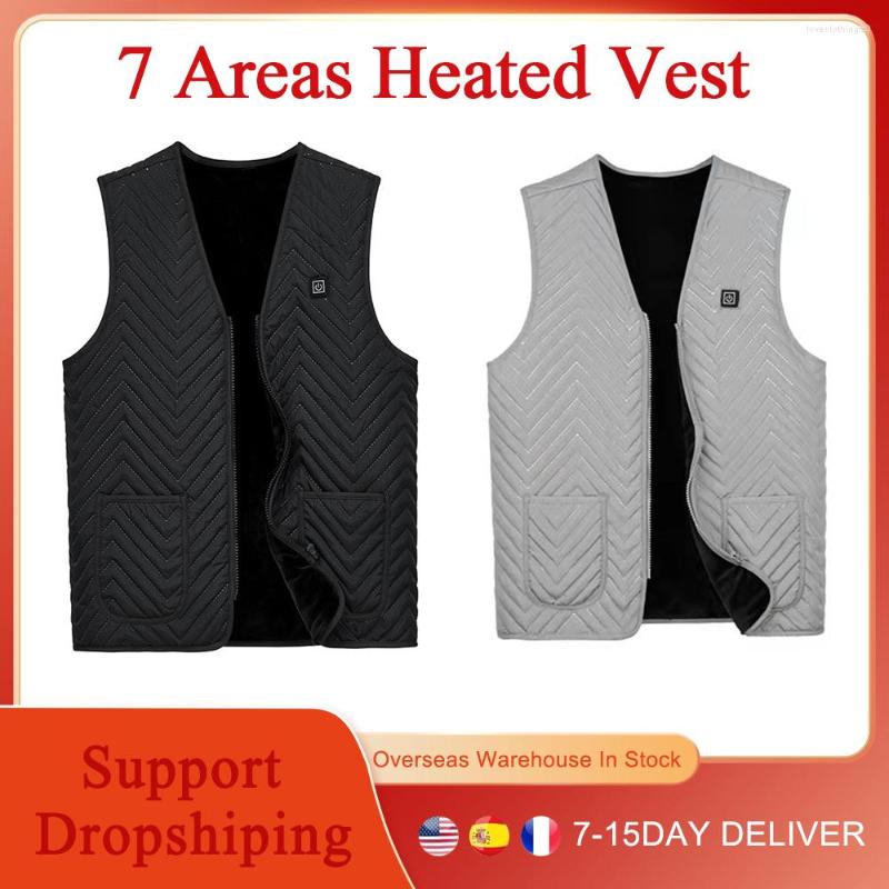 

Women's Vests 7 Heating Zones USB Smart Electric Vest Men Women Unisex Warming Heated Jacket Winter Outdoor Thermal Waistcoat, Black