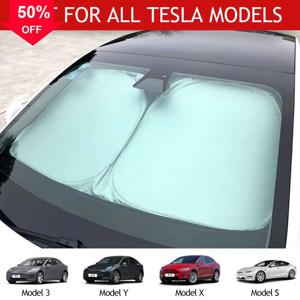 

New For Tesla Model 3 Y X S Car Front Windshield Sunscreen Window Sunscreen Visor Sun Shade Blocks UV Rays Protection Parasol Coche