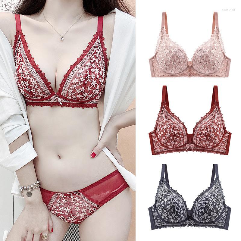 

Bras Sets Red Underwear Women's Suit Without Steel Ring Small Chest Gathering And Closing Auxiliary Breast Anti Sagging Lace Sexy Bra, Skin colour bra