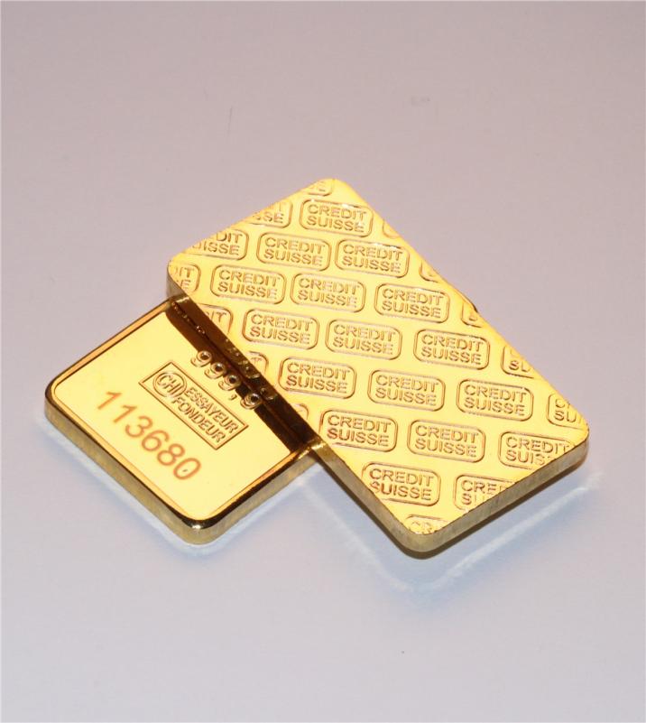 

24K 1 OZ Credit Suisse Gold BullionClad Bar One Ounce Fine Gold 9999 Replica Souvenir Coins with Different Serials Number Collec6947476