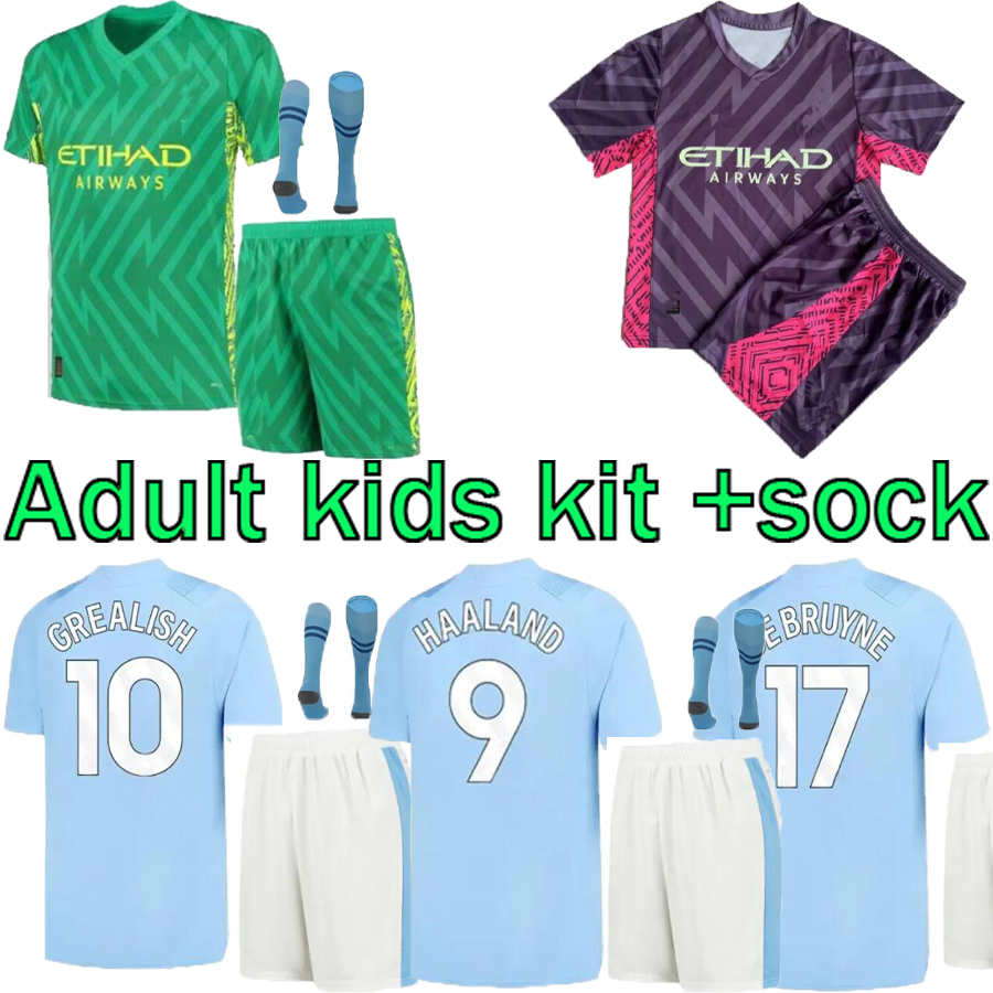 

23 24 HAALAND SOCCER JERSEYS GREALISH STERLING MANS CITIES MAHREZ DE BRUYNE FODEN 2024 football tops shirt kids kit sets uniform, White