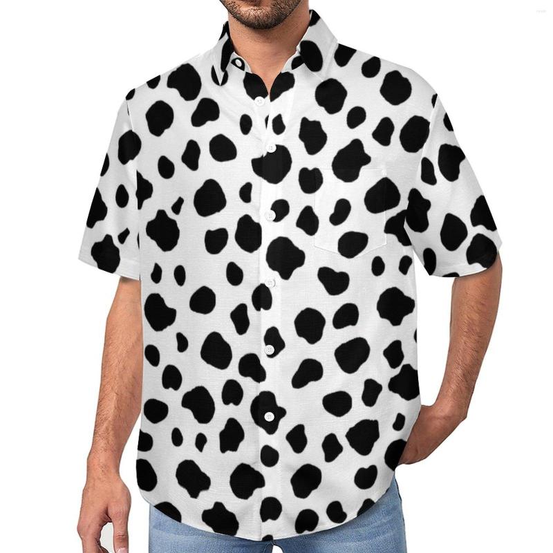 

Men's Casual Shirts Cow Print Black Spot Beach Shirt Hawaiian Street Style Blouses Male Graphic Plus Size, Style-19