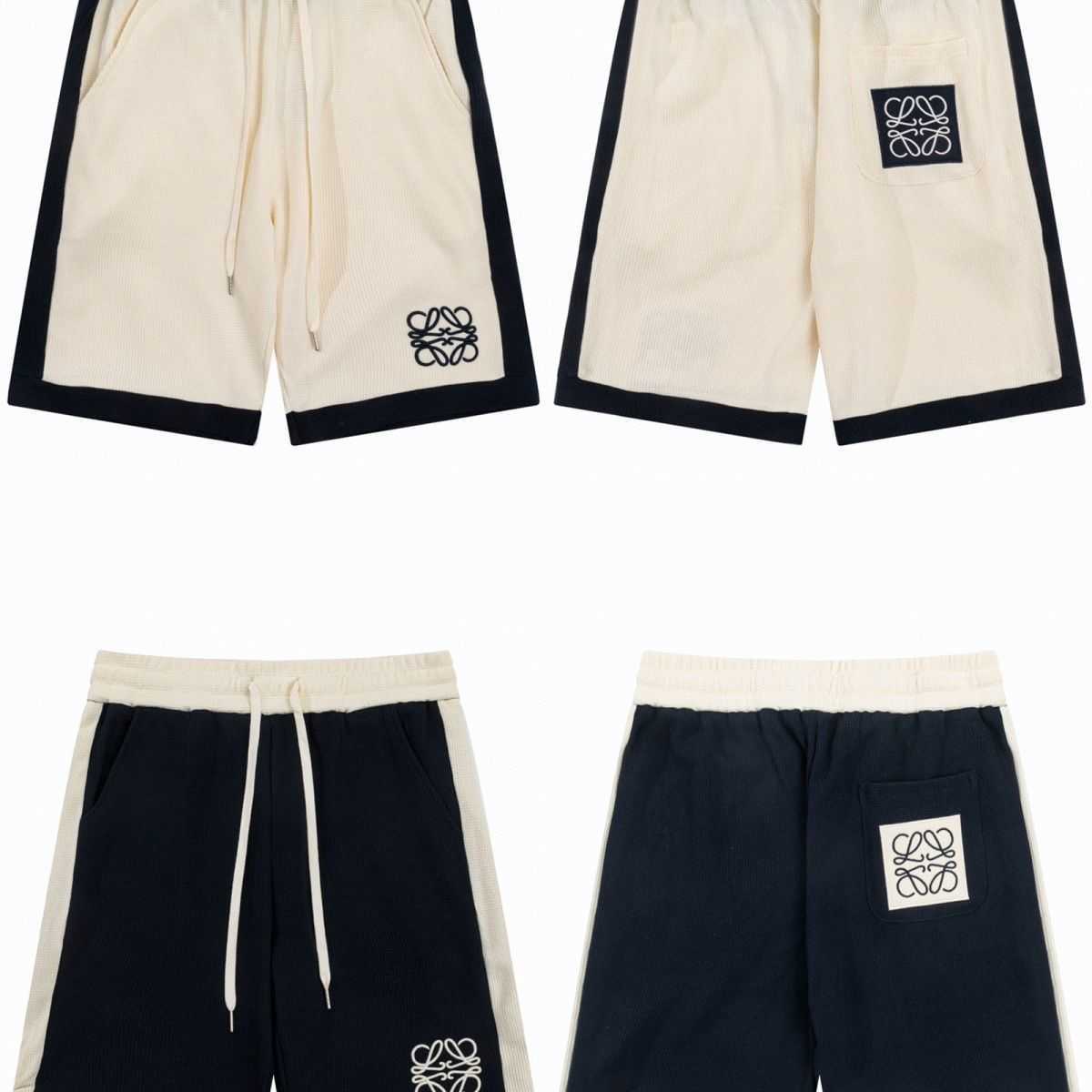

Designer Short Fashion Casual Clothing Loewe the Correct Version of Trendy Brand Shorts Summer Quarter Pants Mens Waffle Embroidered Wide Leg Elastic Pants Beach sh, White