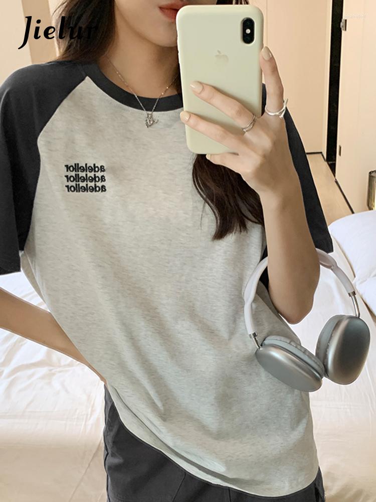 

Women's T Shirts Summer American Vintage Embroidery Women's T-shirt Loose Casual Fashion Woman Grey Simple Basic Top Female, Gray