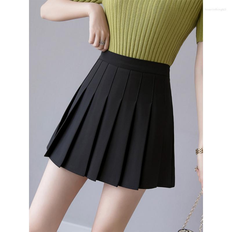 

Skirts 2023 Sexy Women Pleated Skirt Summer Elegant High Waist Chic A Line Ladies Pink Mini Zipper Preppy Style Girls Dance, Black