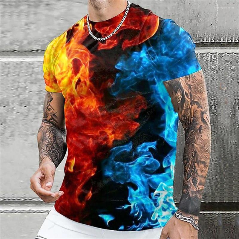 

Men's T Shirts Color Block Flame Print Shirt For Men Outdoor Daily Short Sleeve Loose Tops Casual Tees Unisex Clothing Apparel Large Size, A01-bc03898
