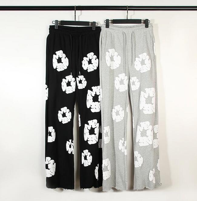 

Vintage Foam Printed Joggers Sweatpants Men's and Women's Flared Pants, Grey
