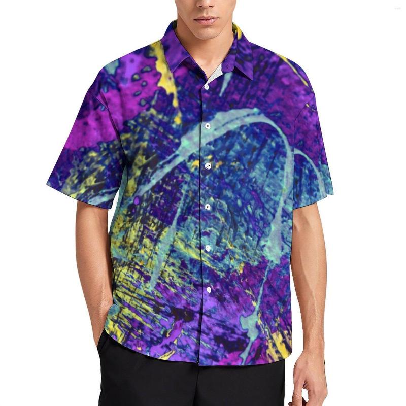 

Men's Casual Shirts Ink Splash Shirt Colorful Print Vacation Loose Hawaii Streetwear Blouses Short Sleeves Design Oversize Top, Style
