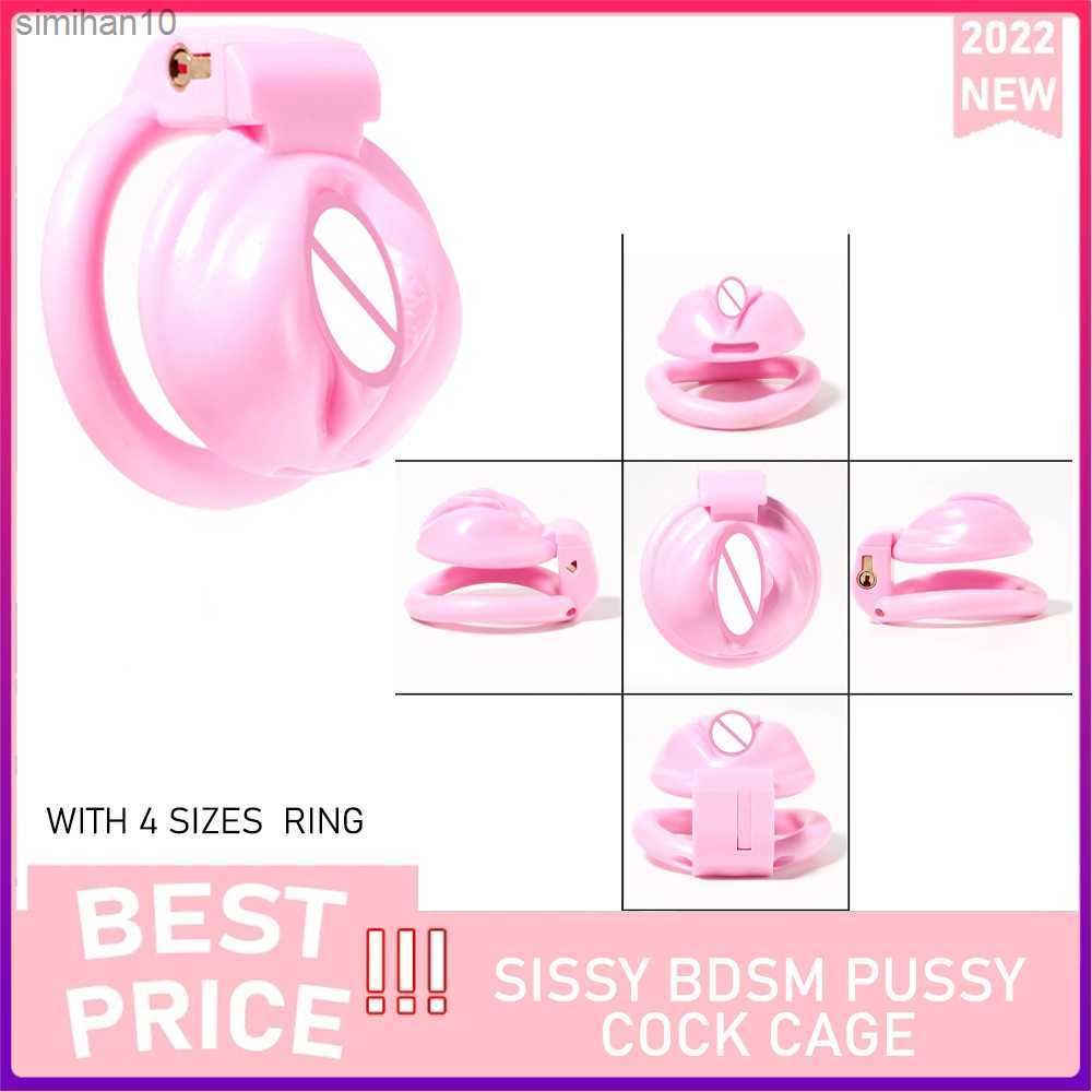 

Pink Pussy Female Chastity Cage Sissy Clitoris Shape Bondage With 4 Lock Ring Gay Devices Vagina Feminine Sex Toys Adult Goods L230518