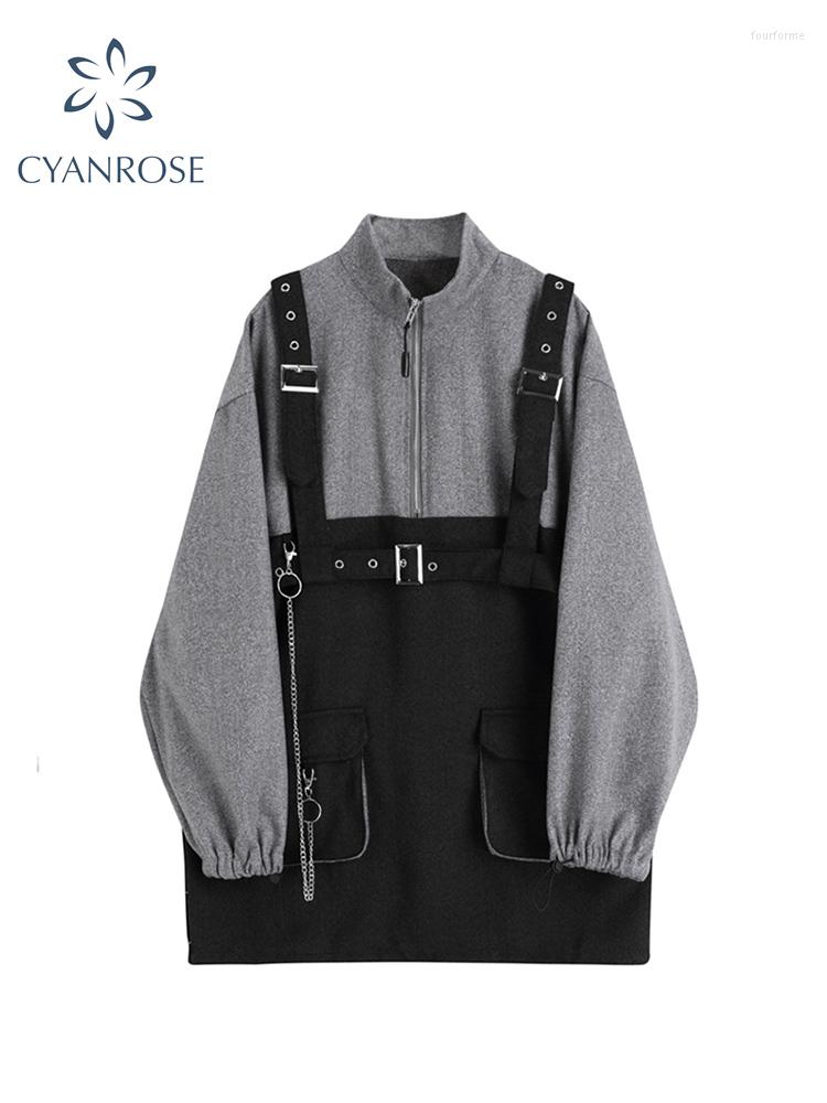 

Casual Dresses 2023 Autumn Harajuku Women Punk Style Suspenders Bandage Dress Vintage Long Sleeve Streetwear Gothic Female Two Piece, Picture color