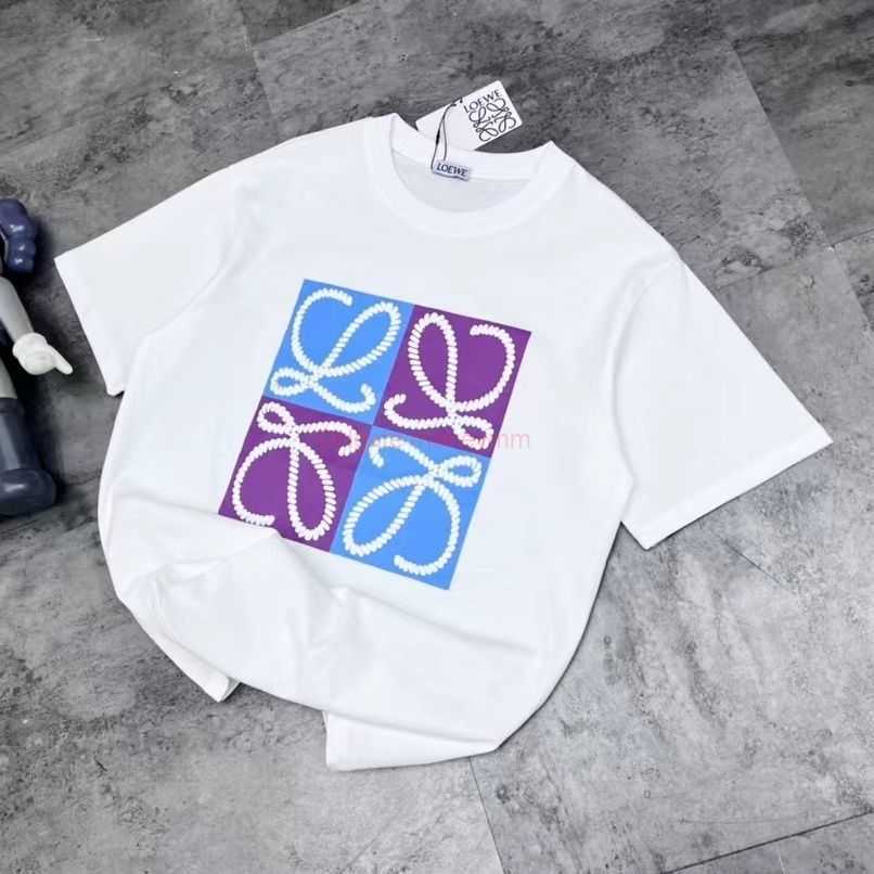 

Designer Fashion Clothing Tees Tshirts Loewe High Edition 23 Springsummer New Product Fashion Trend Mens and Womens Ins Round Neck Short Sleeve Tshirt Printing Luxu, Black heavy weight pure cotton