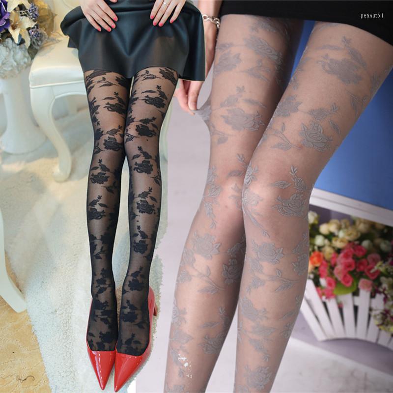 

Women Socks Spring Sweet Ultra-thin Silk Stockings Lace Three-dimensional Jacquard Retro Thin Velvet Pantyhose, Black
