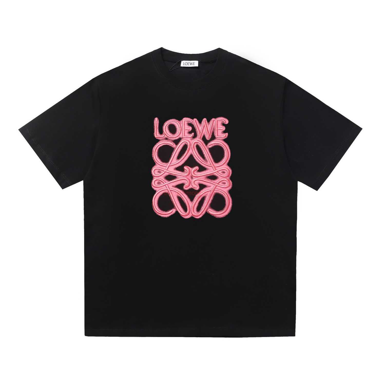 

Designer Fashion Clothing Tees Tshirts Loewe/ Neon Embroidery Fluorescent Short Sleeve T-shirt Luxury Casual Streetwear Tops Rock Hip hop Shirts for sale, Black