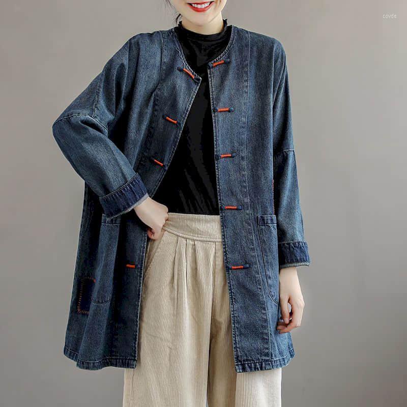 

Women's Blouses Frog Denim Shirts And Vintage Tops Long Sleeve Loose Casual Women Clothes For, Black