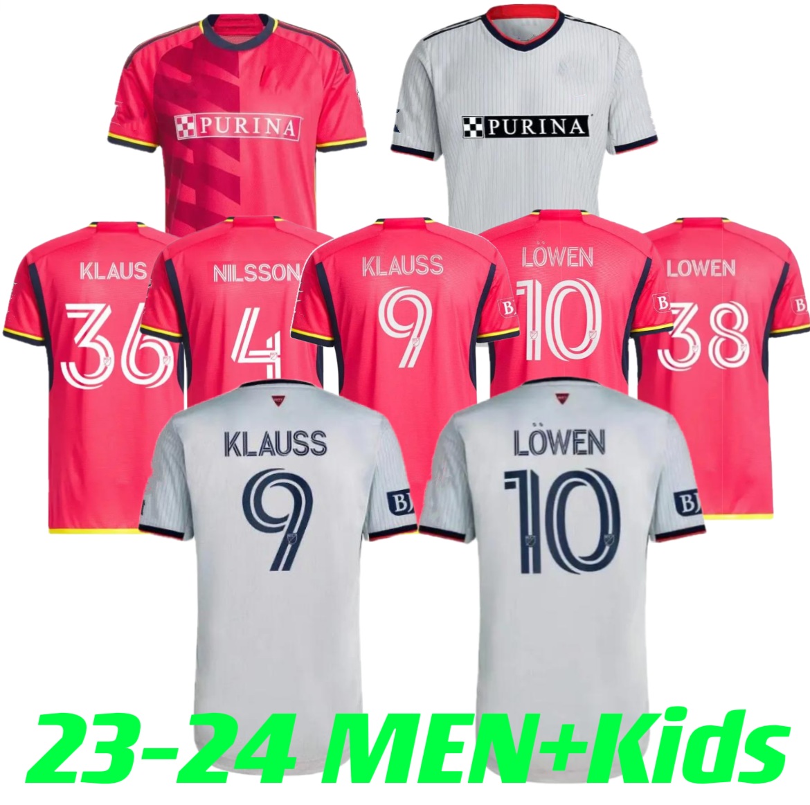 

22 2023 2024 St. L ouis City SOCCER JERSEYS NEW st Louis''RED'GIOACCHINI VASSILEV BELL PIDRO FOOTBALL SHIRT home player version fan jersey